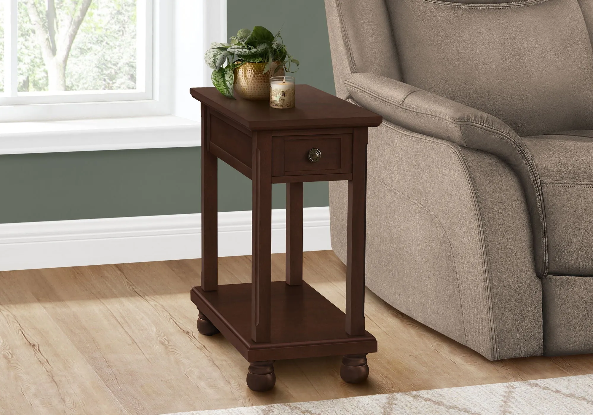 Accent End Table, Storage Drawer, Traditional - Espresso by Couch.com