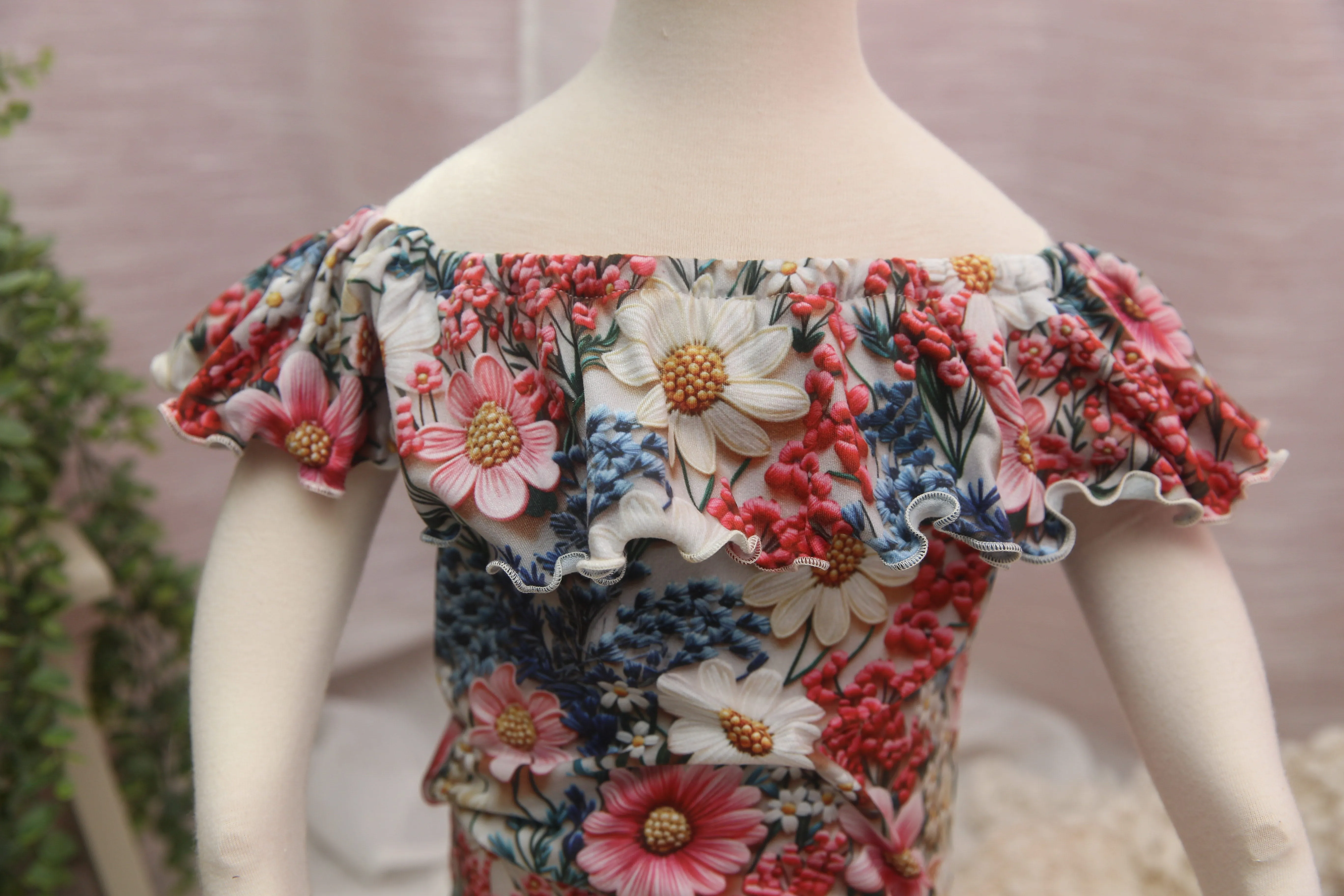 Anisa- Newborn or Sitter Flutter Romper; Newborn Romper; Sitter Romper; 3D Meadow; MADE TO ORDER
