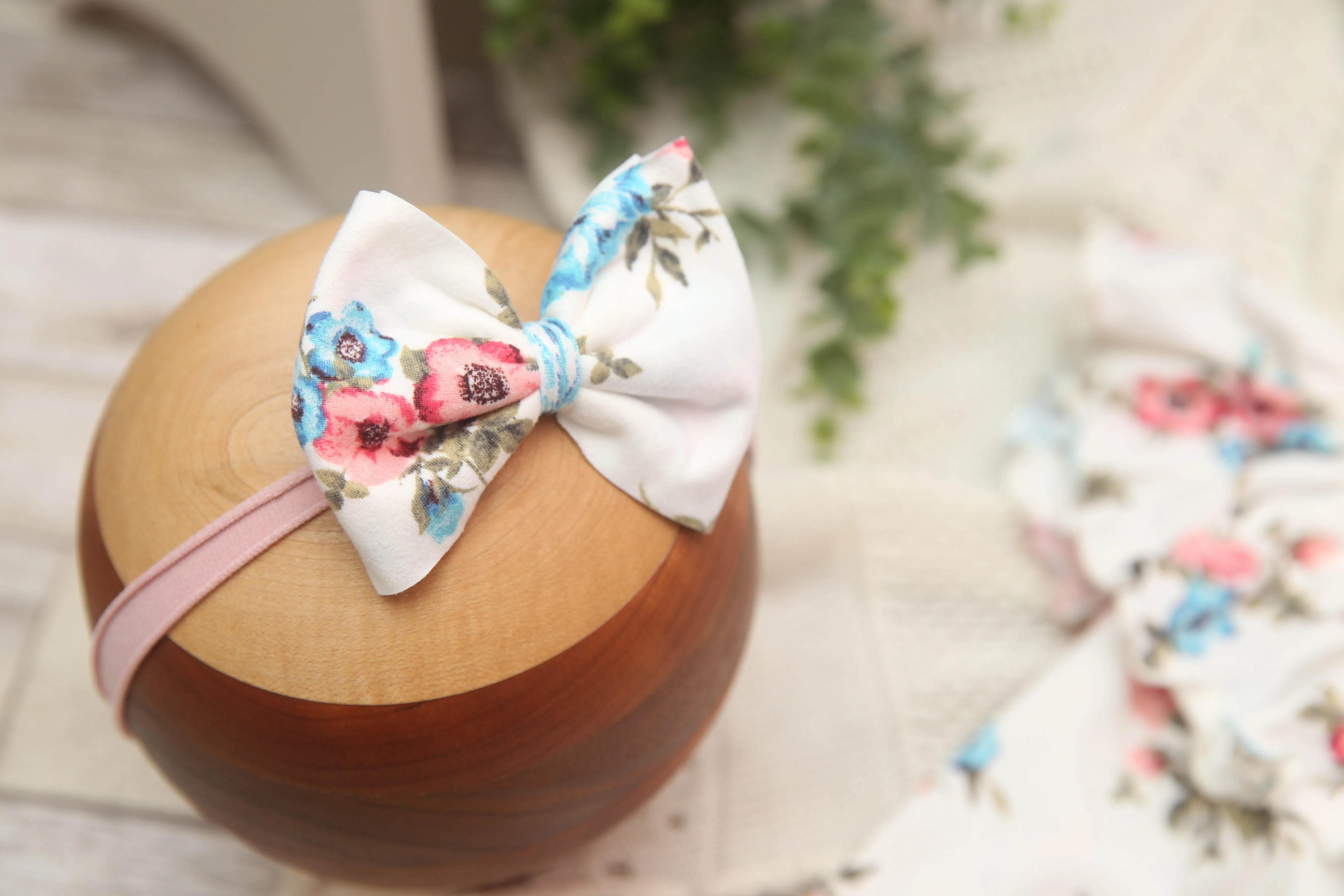 Anisa- Newborn or Sitter Flutter Romper; Newborn Romper; Sitter Romper; Pink, White & Blue Floral; MADE TO ORDER