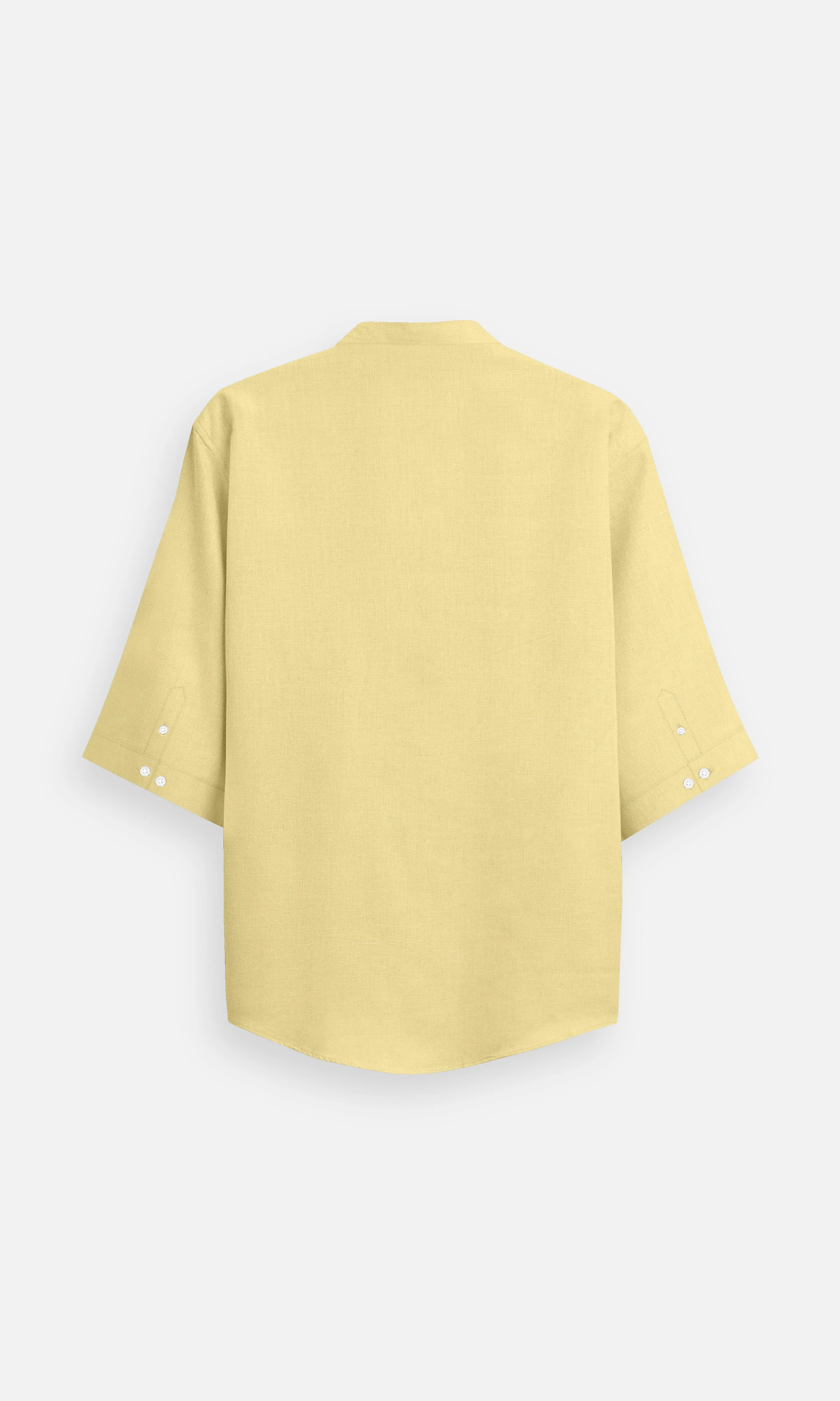 Classic Soft Yellow Pure Linen Kurta Style Shirt - AddysForMen