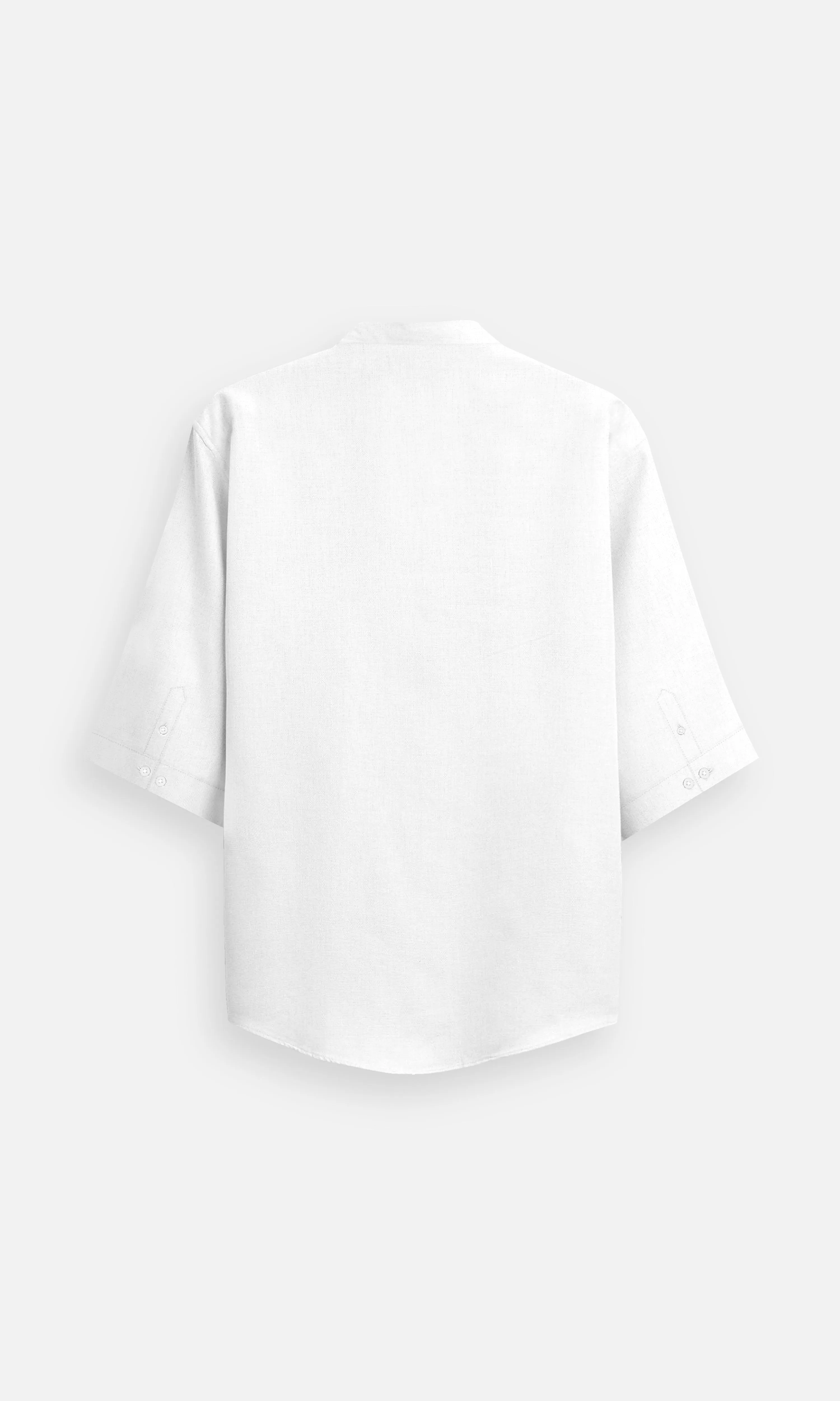 Classic White Colour Pure Linen Kurta Style Shirt - AddysForMen
