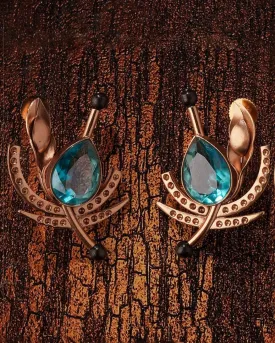 Golden Gale Blue Crystal Stud Earrings