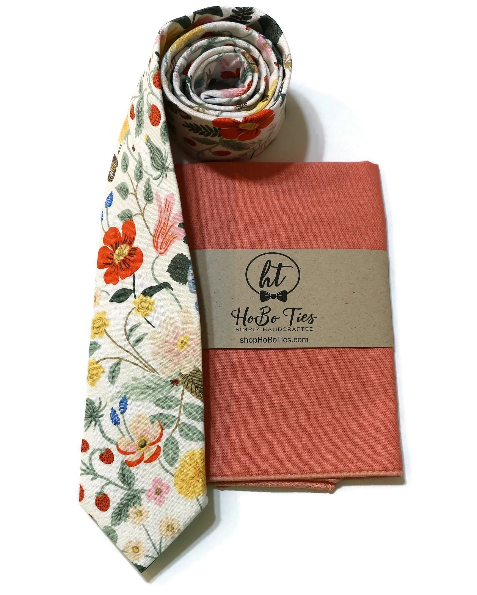 Ivory Strawberry Fields Floral Necktie