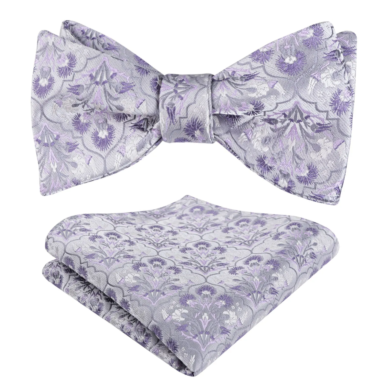 Men's Classic Floral Pattern Self-tied Bow Tie and Handkerchief Set-044