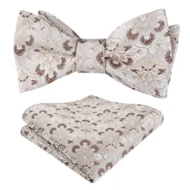 Men's Classic Floral Pattern Self-tied Bow Tie and Handkerchief Set-044