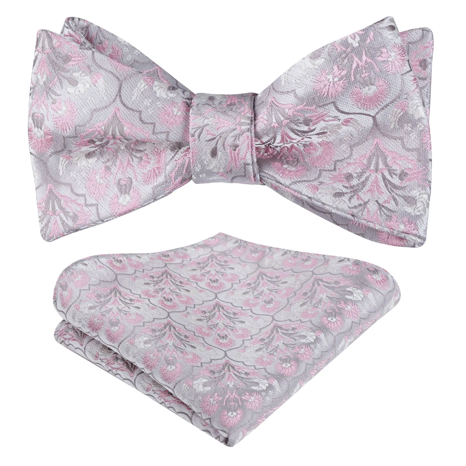 Men's Classic Floral Pattern Self-tied Bow Tie and Handkerchief Set-044