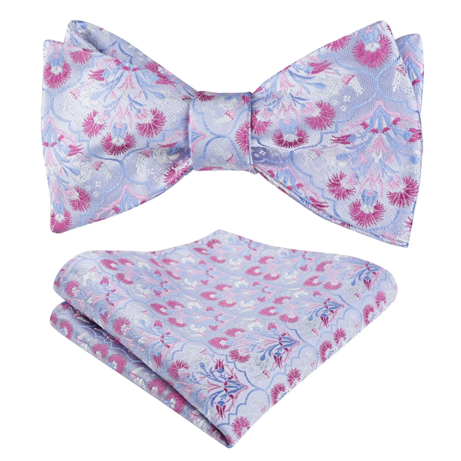 Men's Classic Floral Pattern Self-tied Bow Tie and Handkerchief Set-044