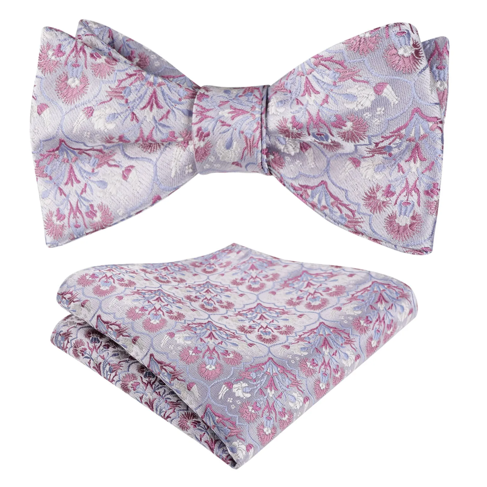 Men's Classic Floral Pattern Self-tied Bow Tie and Handkerchief Set-044