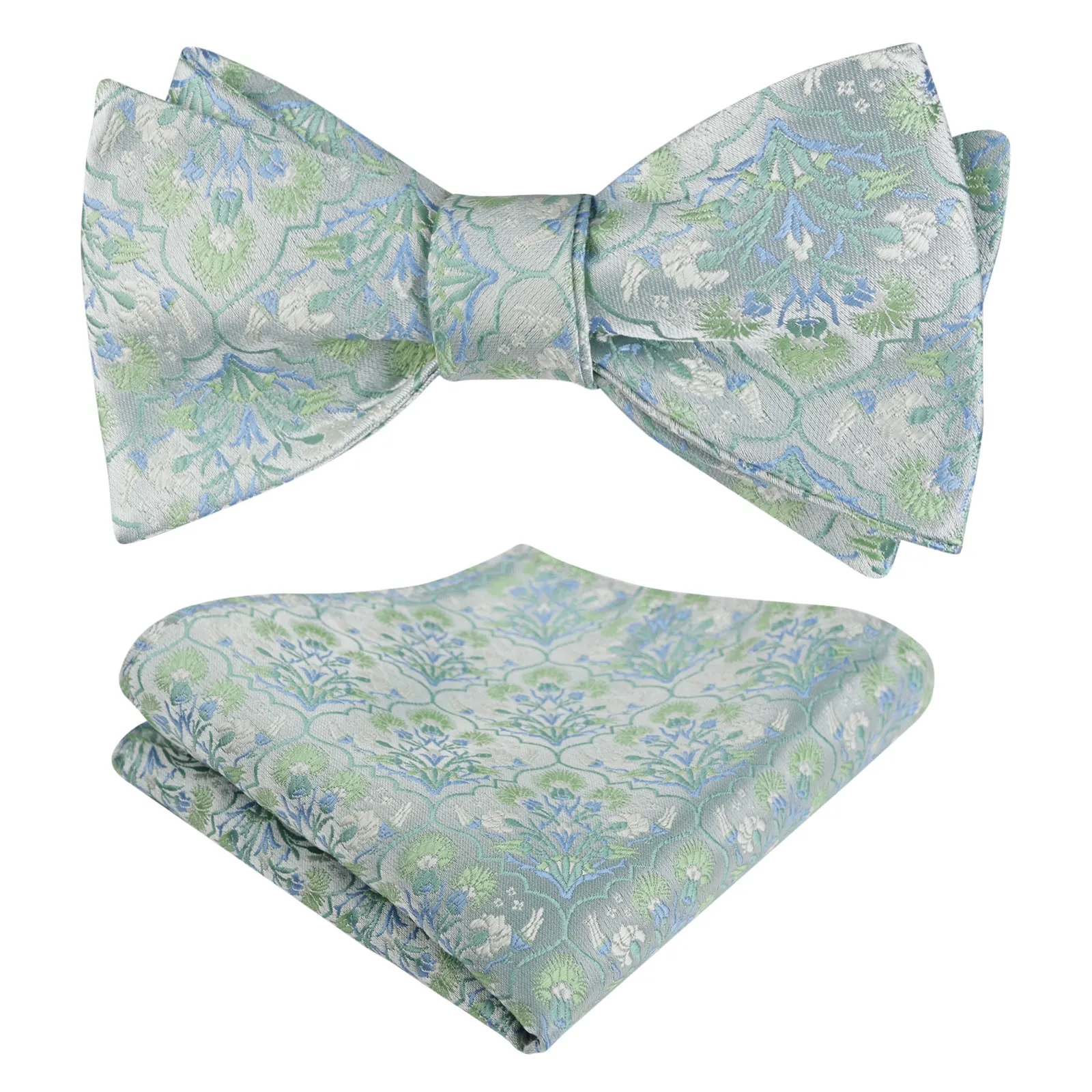 Men's Classic Floral Pattern Self-tied Bow Tie and Handkerchief Set-044