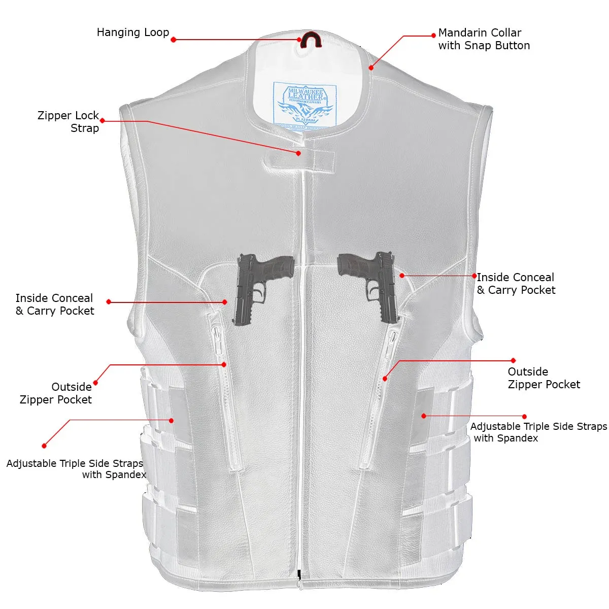 Milwaukee Leather MLM3500 Men's Bullet Proof Style Swat Rider Leather