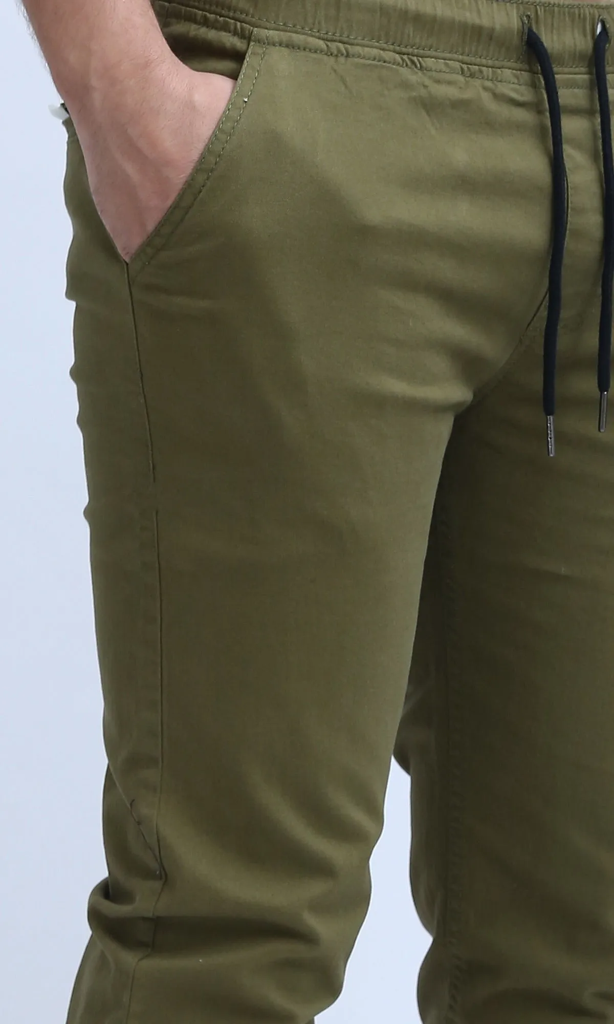 O201041 - Elastic Waist Cargo Pants with Drawstring - Olive
