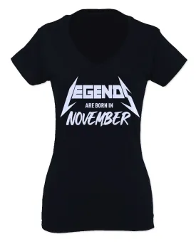 The Best Birthday Gift Legends are Born in November For Women V neck fitted T Shirt