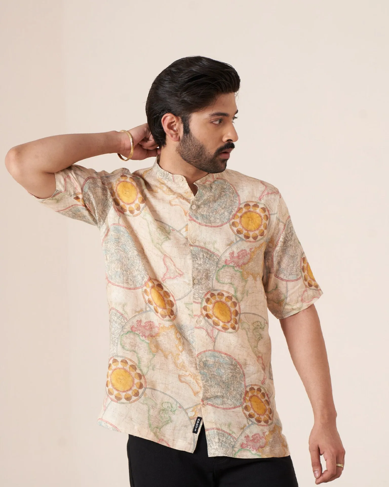 Worldly Canvas (Pure Linen Short Sleeve Shirt)  AddysForMen