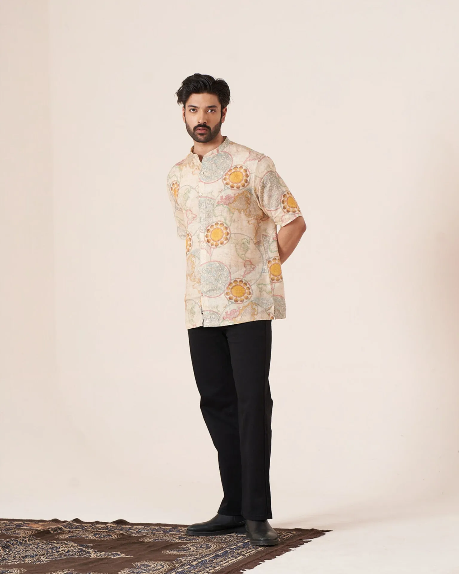 Worldly Canvas (Pure Linen Short Sleeve Shirt)  AddysForMen